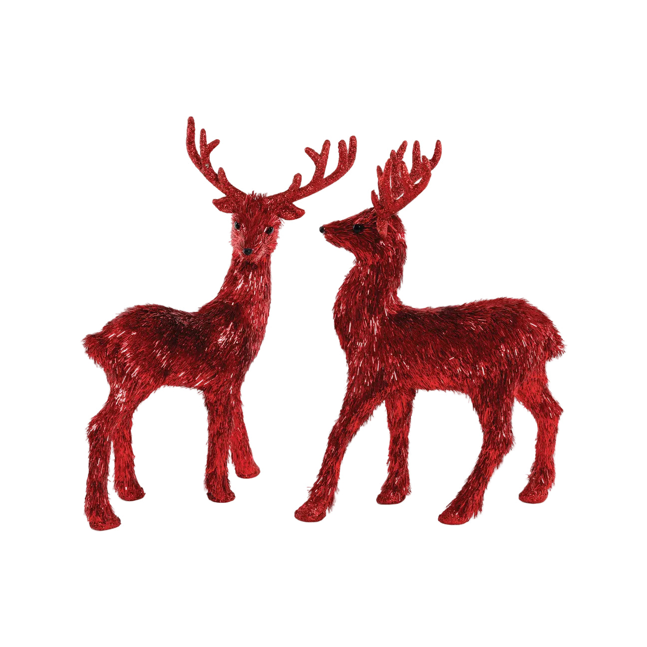 Sparkly Red Standing Deer, Set of 2