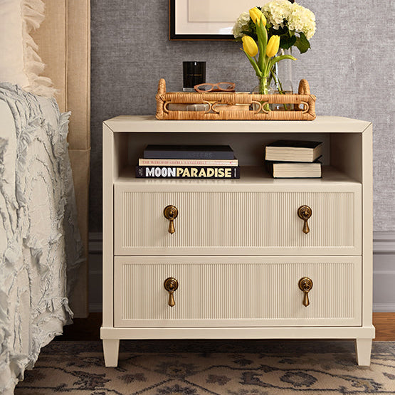 Worlds Away Corine Side Table, Antique White