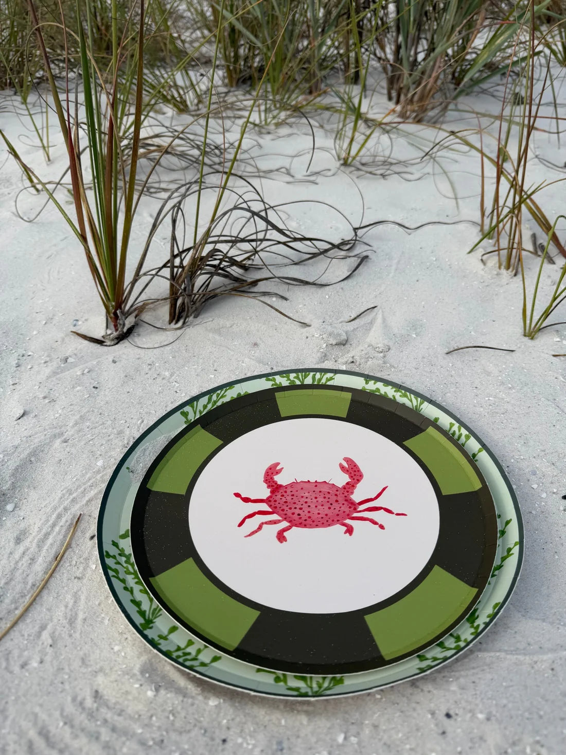 Cabana Appetizer Paper Plate Set, Crab Stripe