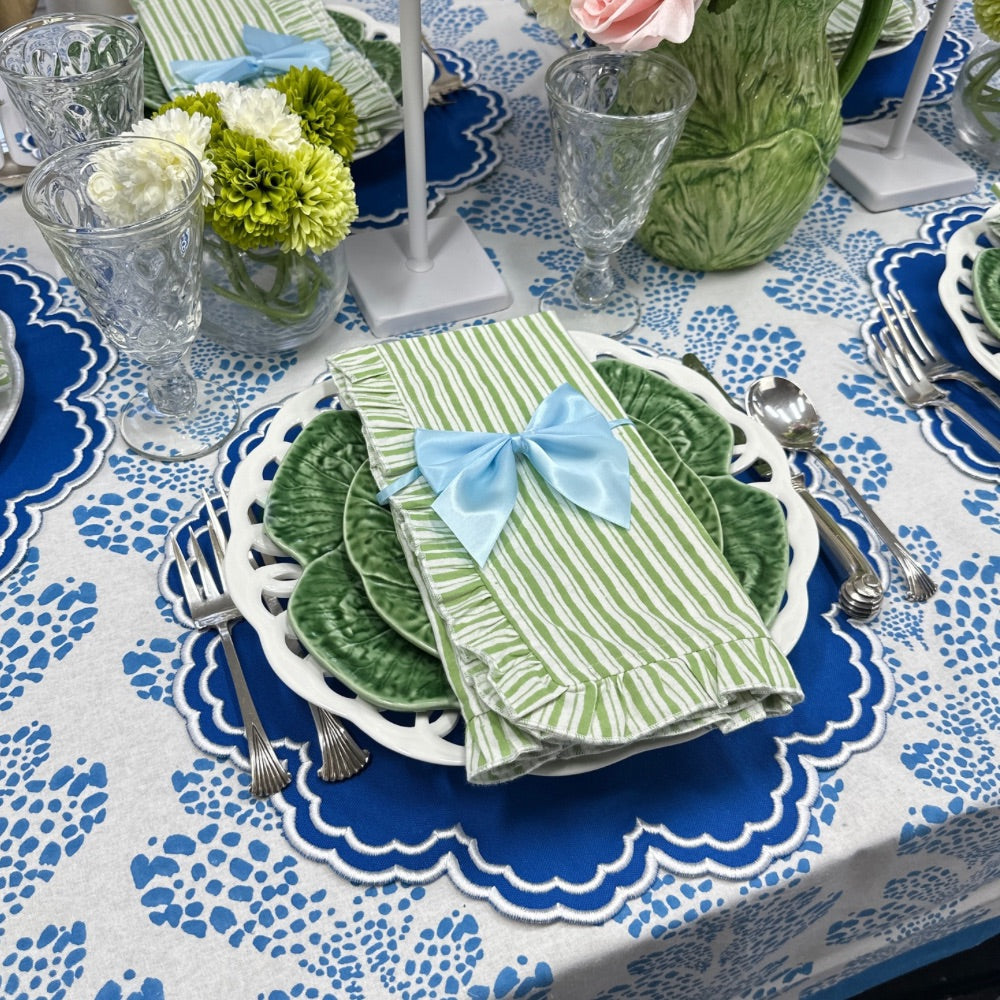 Green Stripes with Ruffle Napkins, Set of 4
