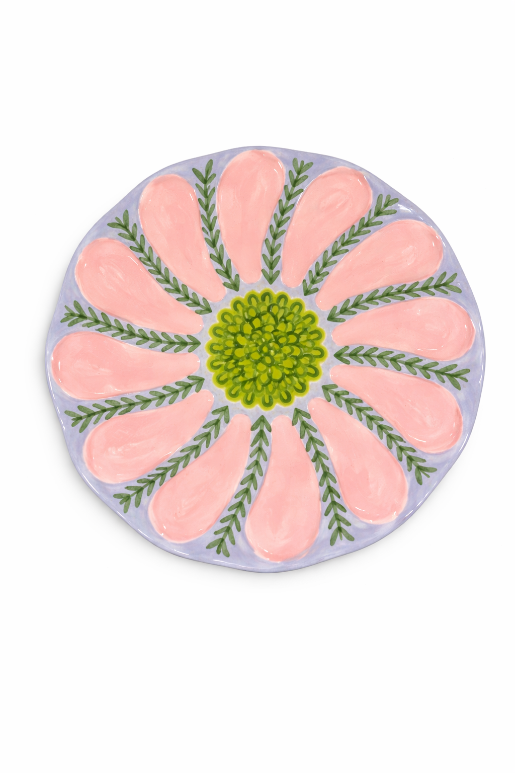 Hand-Painted Oyster Plate, Purple/Pink