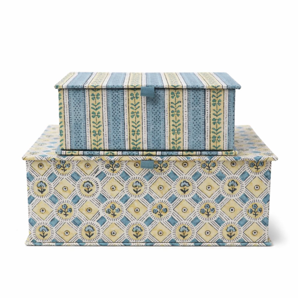 Benoit Boxes, Blockprint, Set of 2