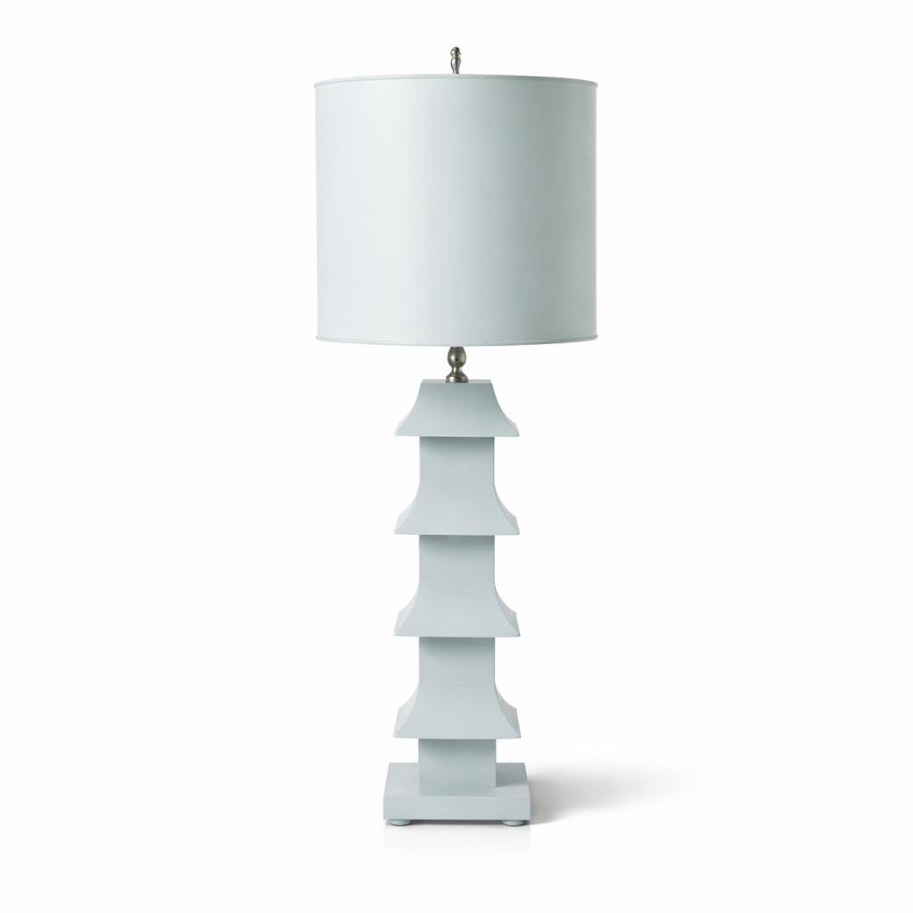 Worlds Away Pagoda Lamp, Powder Blue