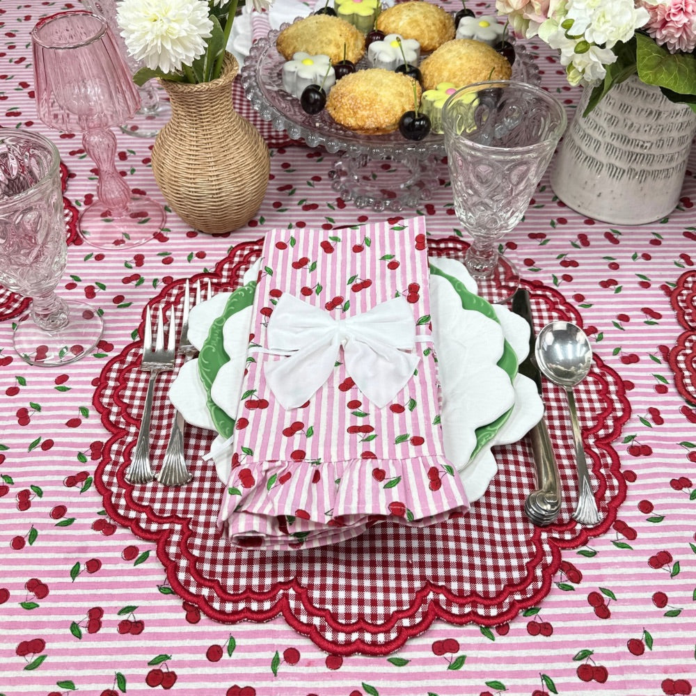 Cherries with Ruffles Napkins, Set of 4