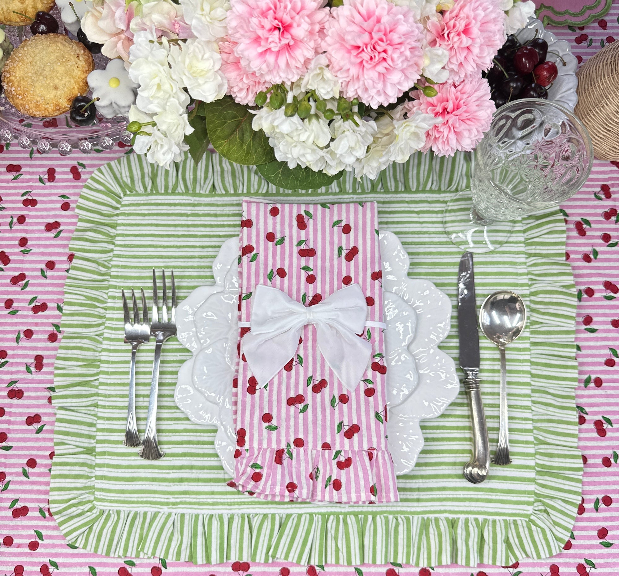 Cherries with Ruffles Napkins, Set of 4