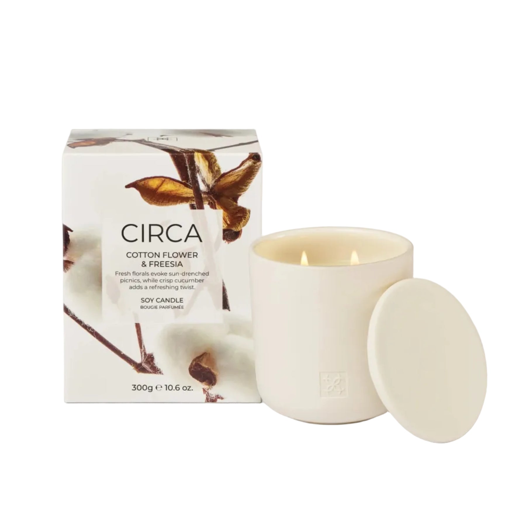 Circa Cotton Flower & Freesia Scented Candle 10.6 oz.