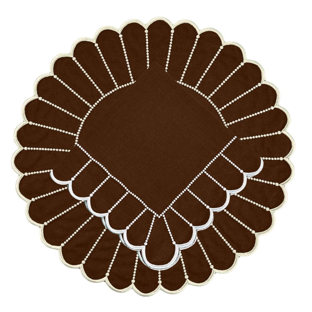 Pippa Placemat, Cocoa & White, Set of 4