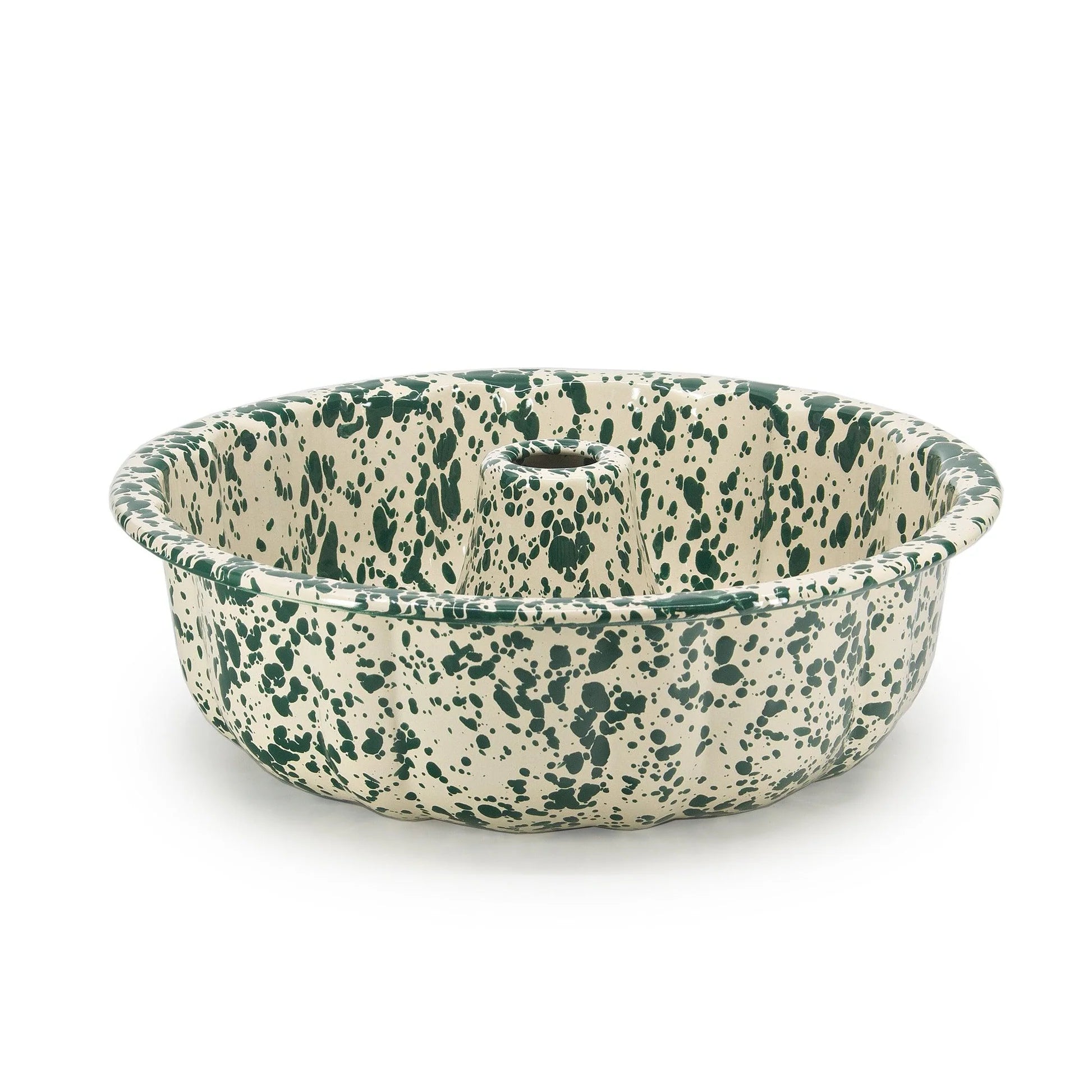 Golden Rabbit Splatter Bundt Pan, Green & Cream