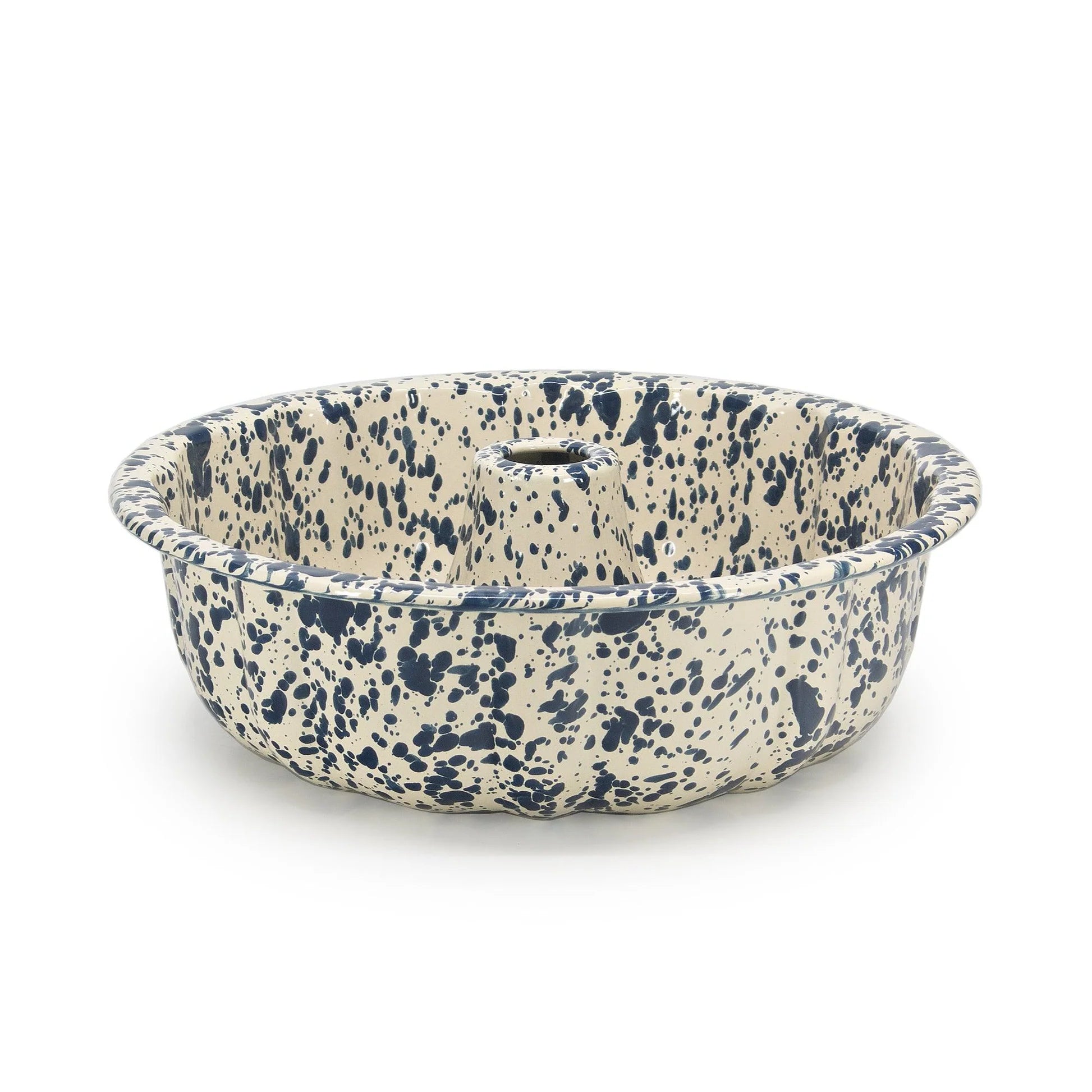 Golden Rabbit Splatter Bundt Pan, Navy & Cream