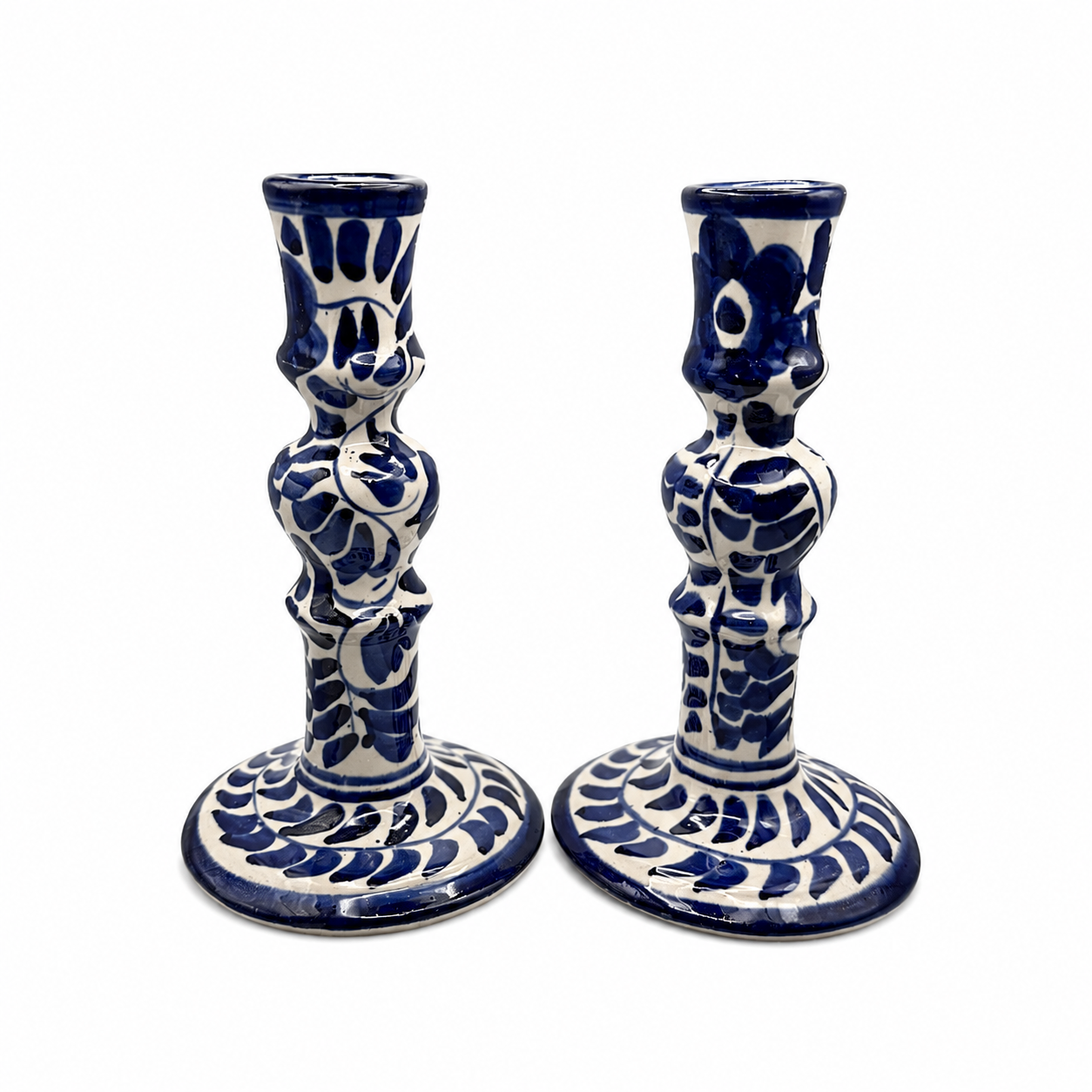 Dos Flores Cobalt Candlesticks, Pair
