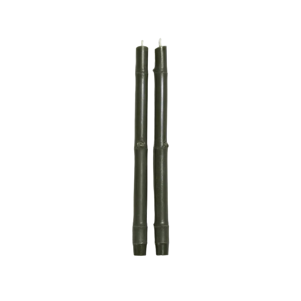 12" Big Island Antique Green Bamboo Tapers, Pair