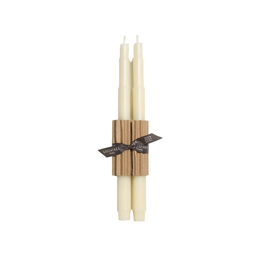 12" Cream Tele Taper Candles, Pair