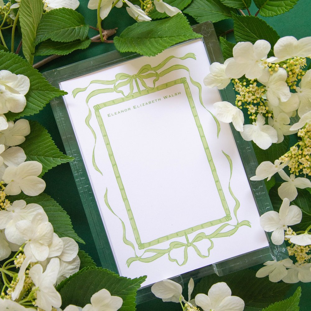 Green Bows Acrylic Tray Note Set