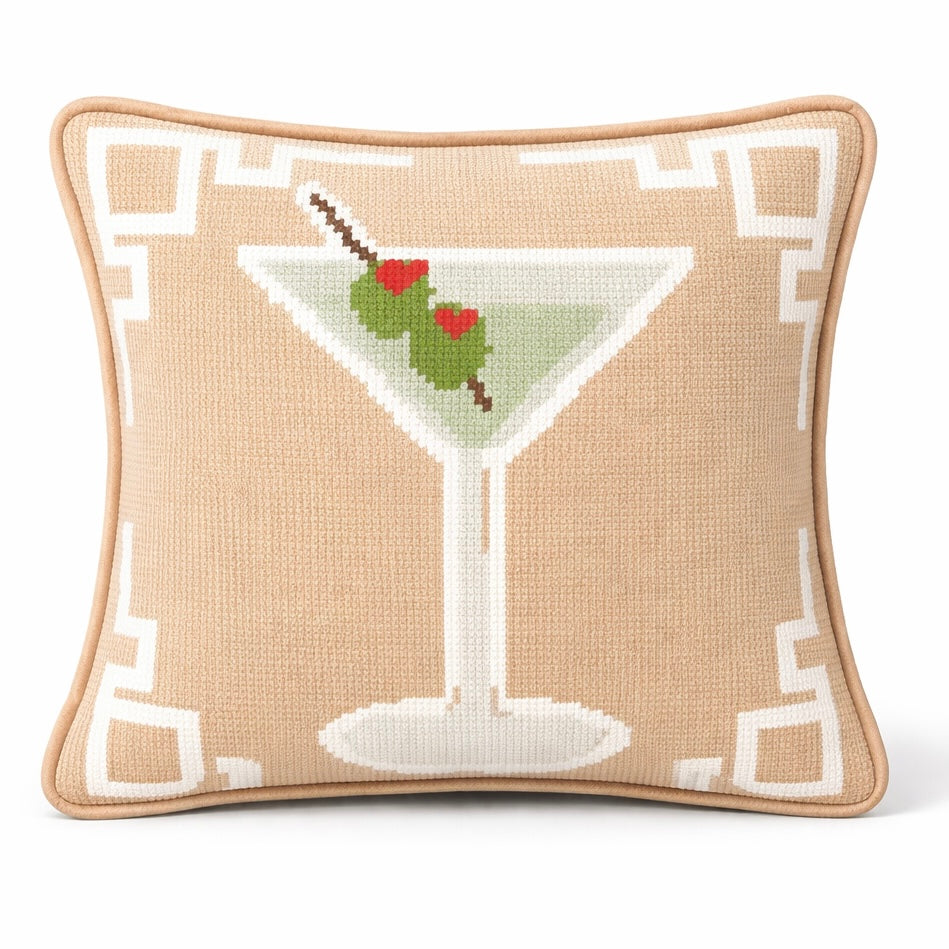 Dirty Martini Needlepoint Pillow