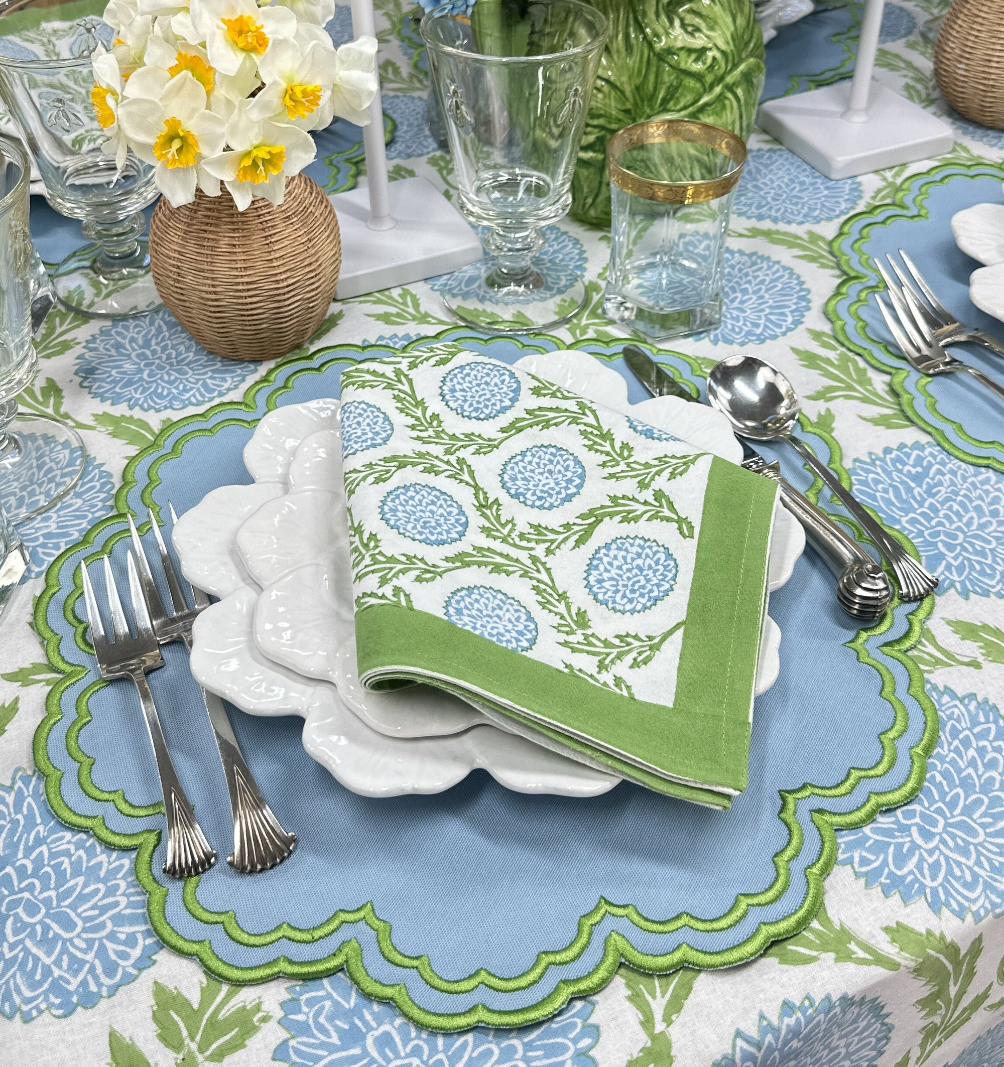 Bettina Blue & Green Placemats, Set of 4