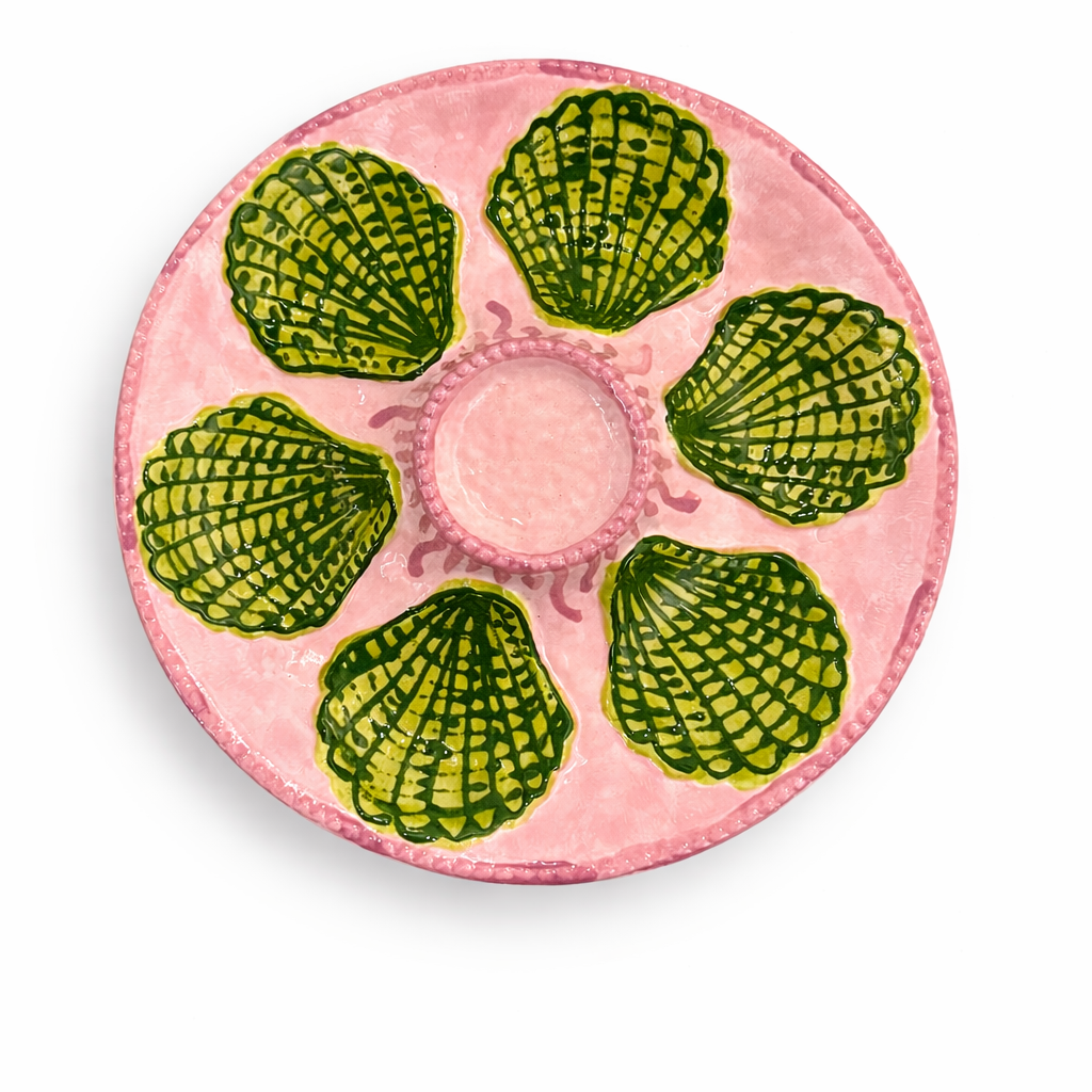 Hand-Painted Oyster Plate, Sally Pink