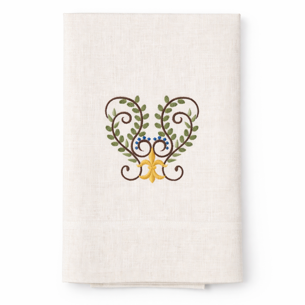 Medici Scroll Linen Tea Towel