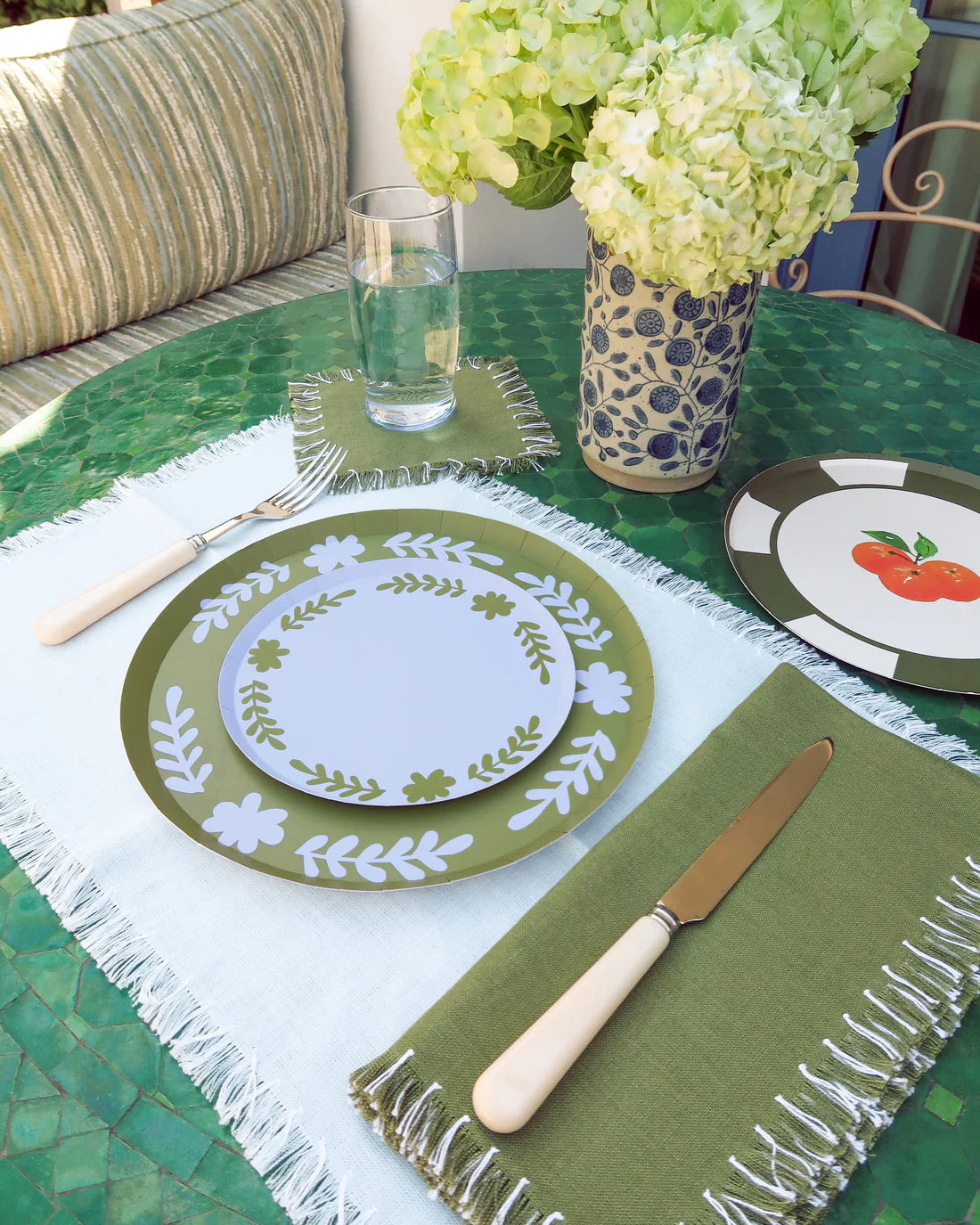 Casa Dinner Paper Plate Set, Matcha