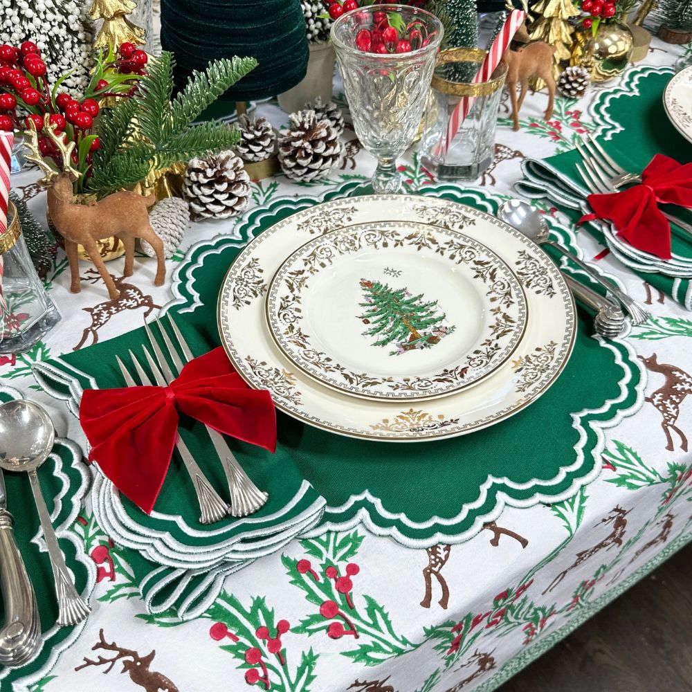 Bettina Placemats, Holiday Green, Set of 4