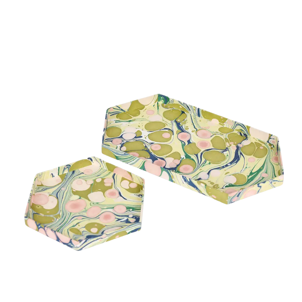 Sasser Hex Trays, Moss Splatter, Set of 2