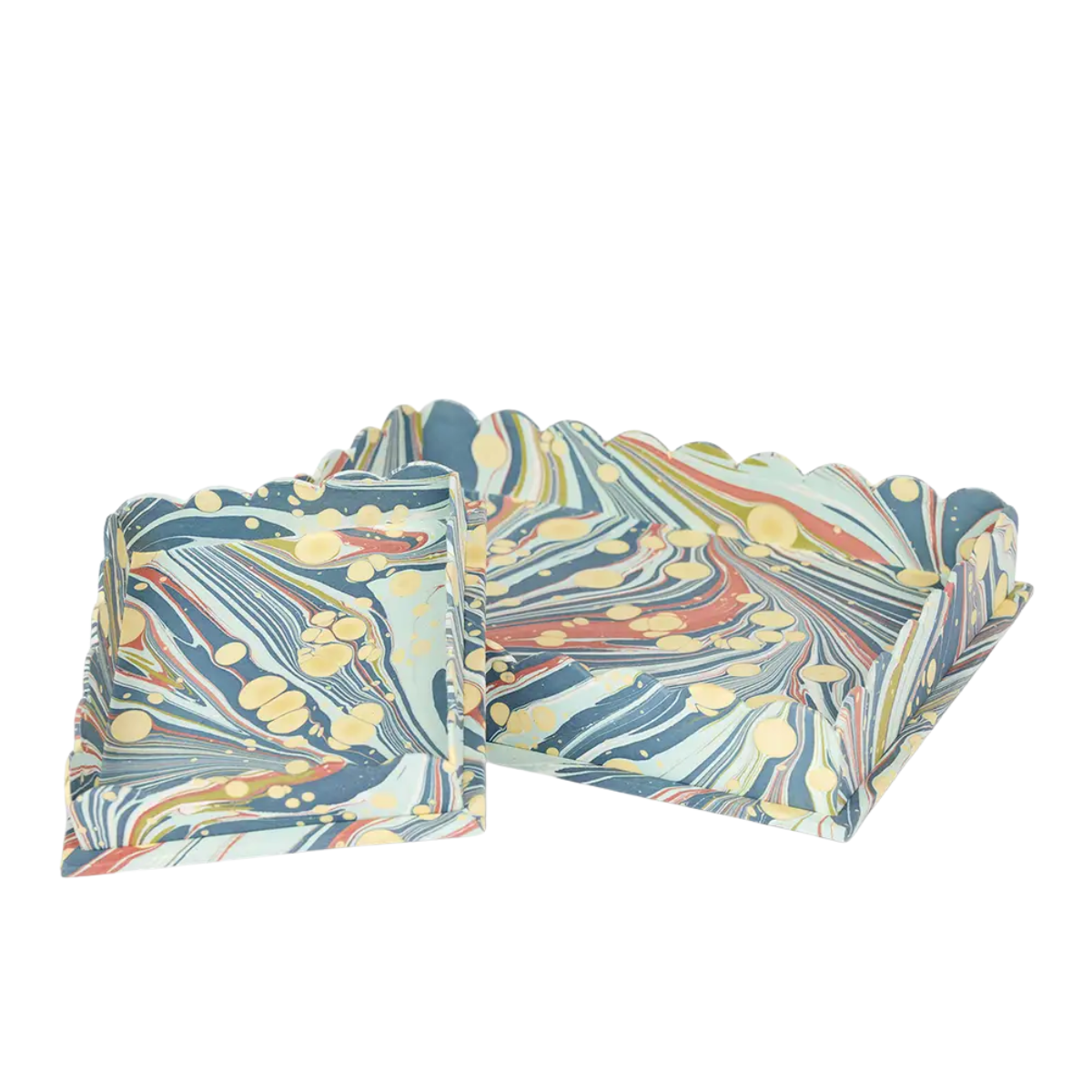 Hayes Striped Trays, Set of 2, Sea Splatter