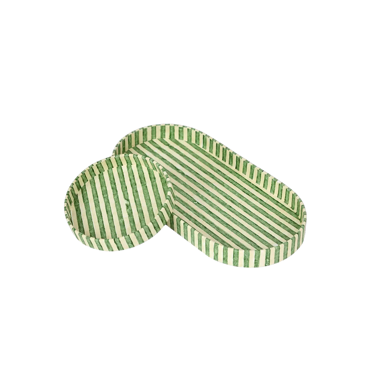 Shayla Stripe Trays, Green, Set of 2