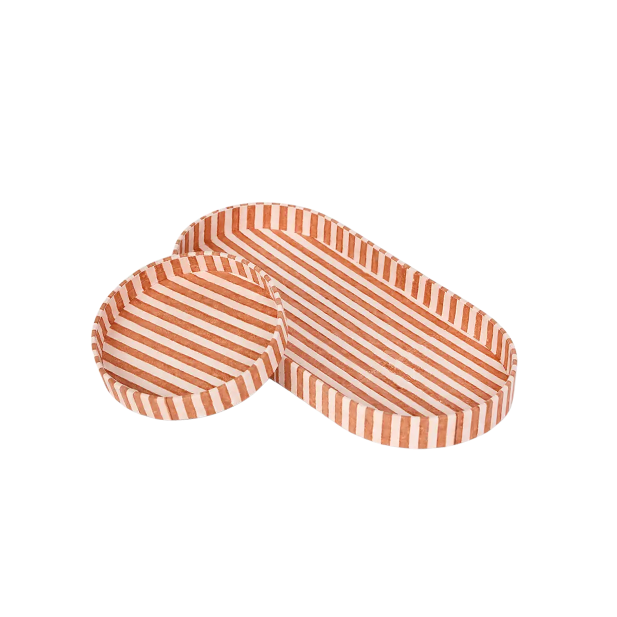 Shayla Stripe Trays, Umber, Set of 2