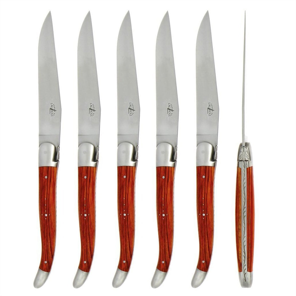 Forge de  Laguiole 6 Piece Steak Knife Set Rosewood Satin Finish