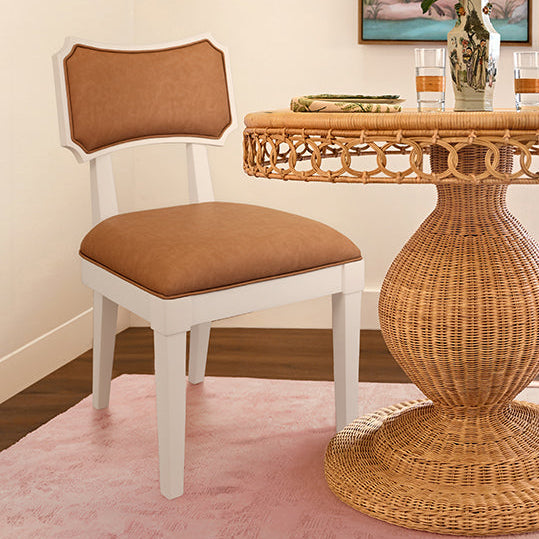 Worlds Away Hayden Dining Chair, Camel Faux Leather