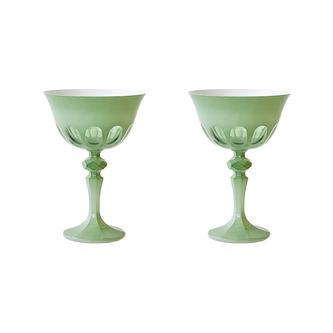 Rialto Glass Coupe, Pale Sage,  Set of 2