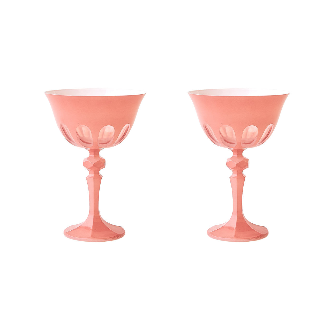 Rialto Glass Coupe, Salmon,  Set of 2