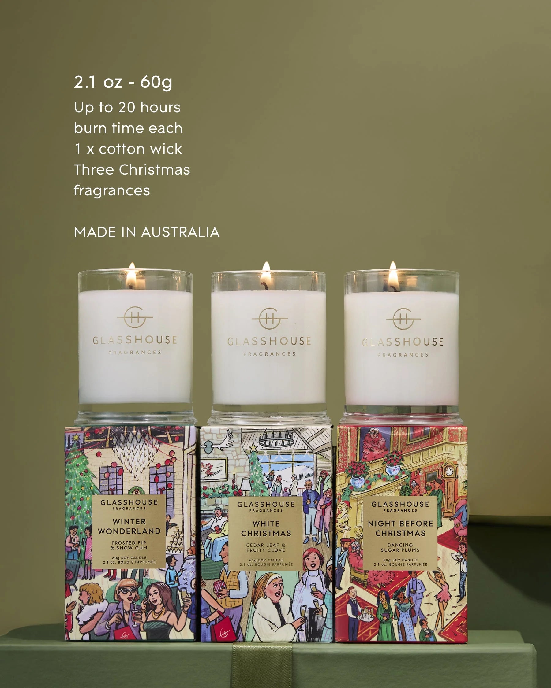 Glasshouse Christmas Candle Trio