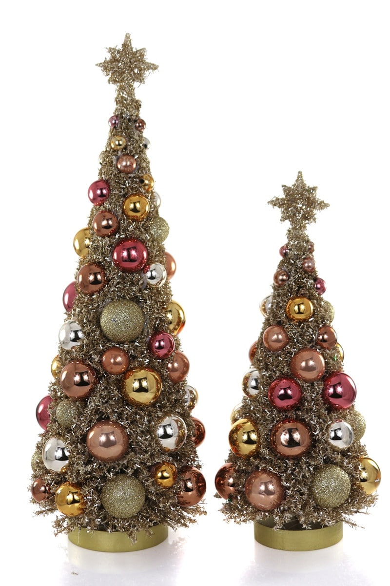 Golden Glitz Trees, Set of 2