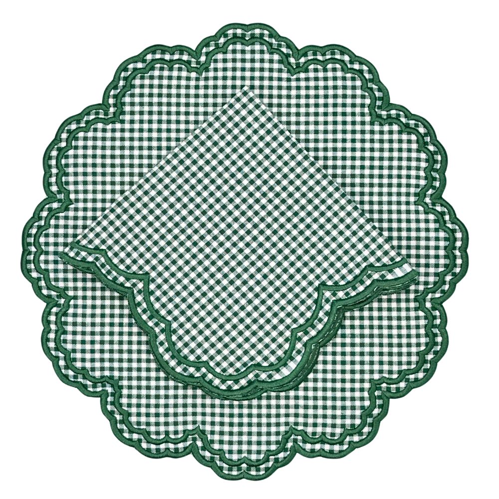Bettina Placemats, Dark Green Gingham, Set of 4