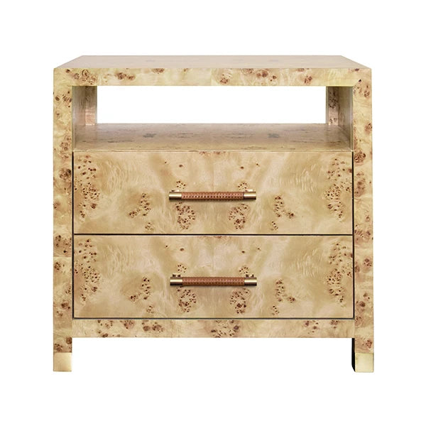Worlds Away Hancock Side Table, Burl Wood