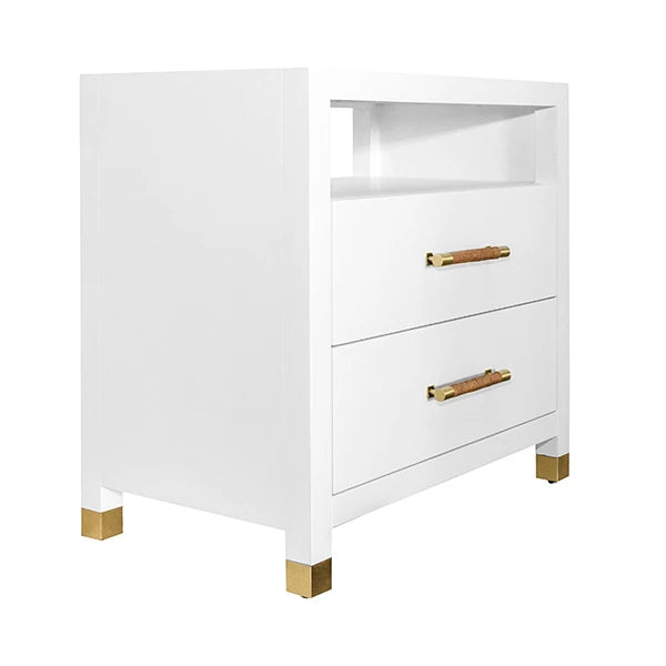 Worlds Away Hancock Side Table, White