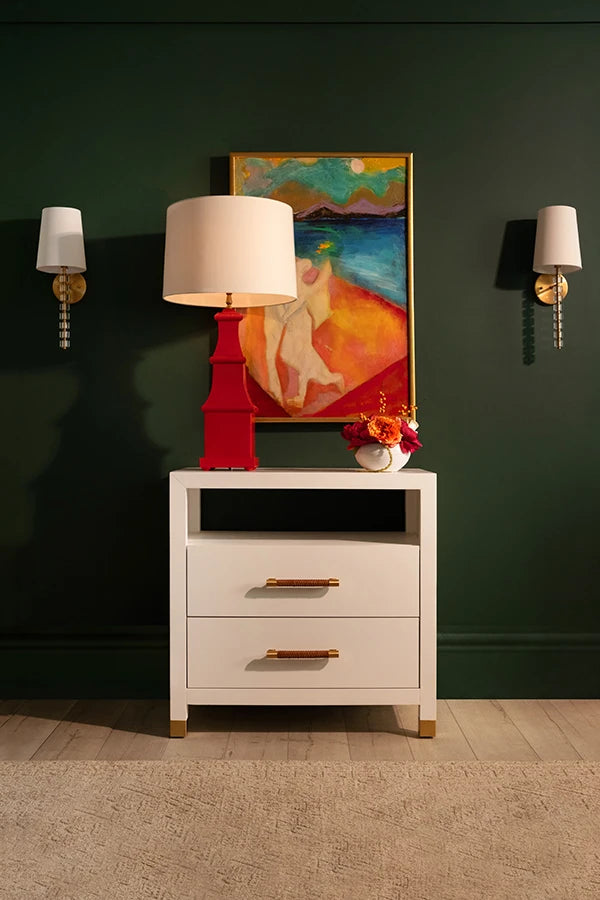 Worlds Away Hancock Side Table, White