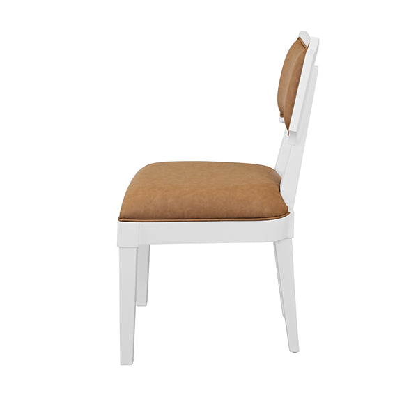 Worlds Away Hayden Dining Chair, Camel Faux Leather