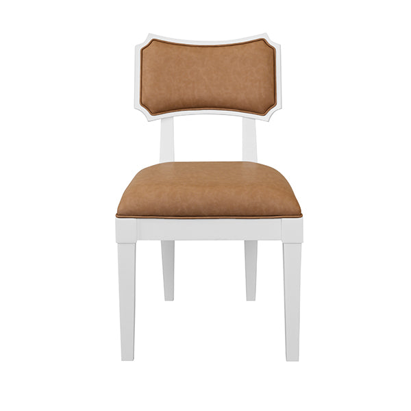 Worlds Away Hayden Dining Chair, Camel Faux Leather