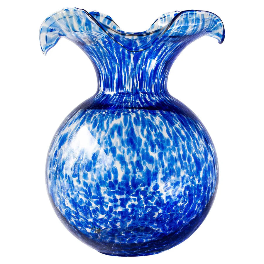 Vietri Hibiscus Glass Cobalt Tortoise Large Fluted Vase