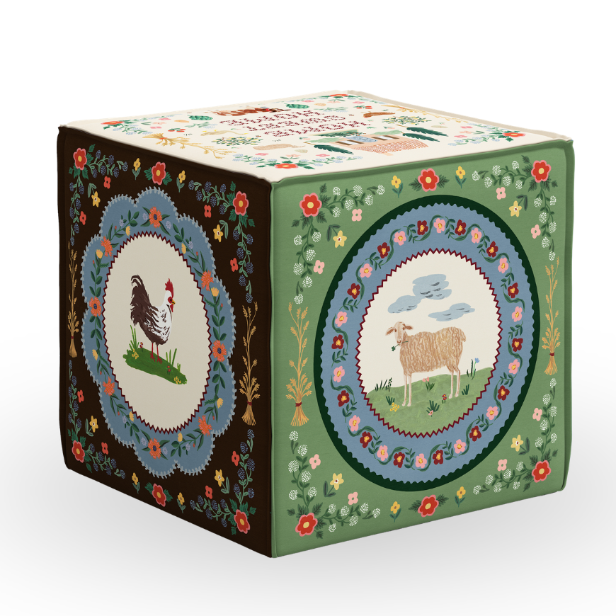 Kathleene French Seam Ottoman, Home Sweet Home