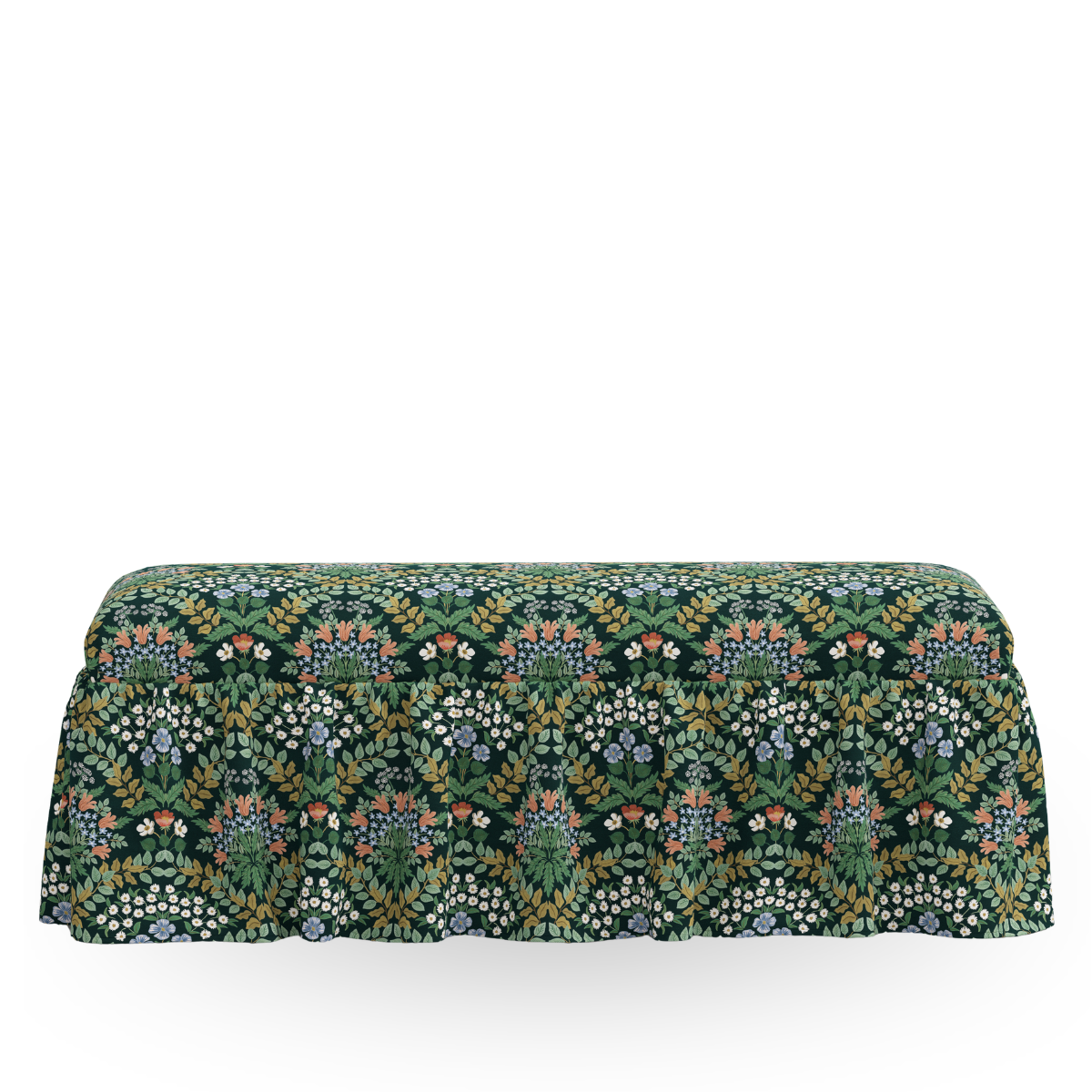 Helen Ruffled Dining Bench, Bramble Emerald