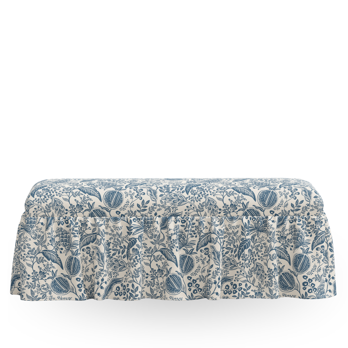 Helen Ruffled Dining Bench, Pomegranate Blue