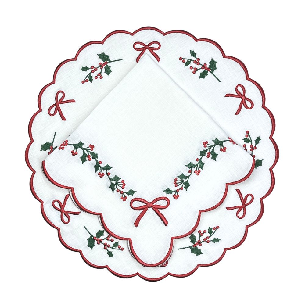 Holly & Bows Placemat, Set of 4