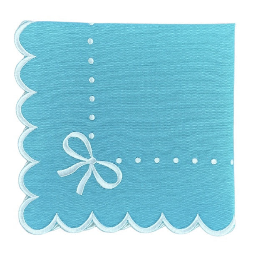 Juliet Robin's Egg Bows Napkins, Set of 4