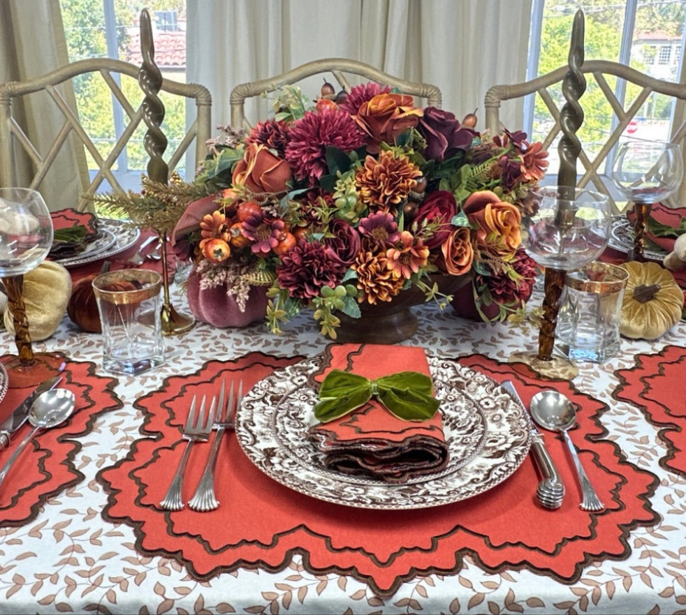 Whitley Placemat, Pumpkin & Cocoa, Set of 4