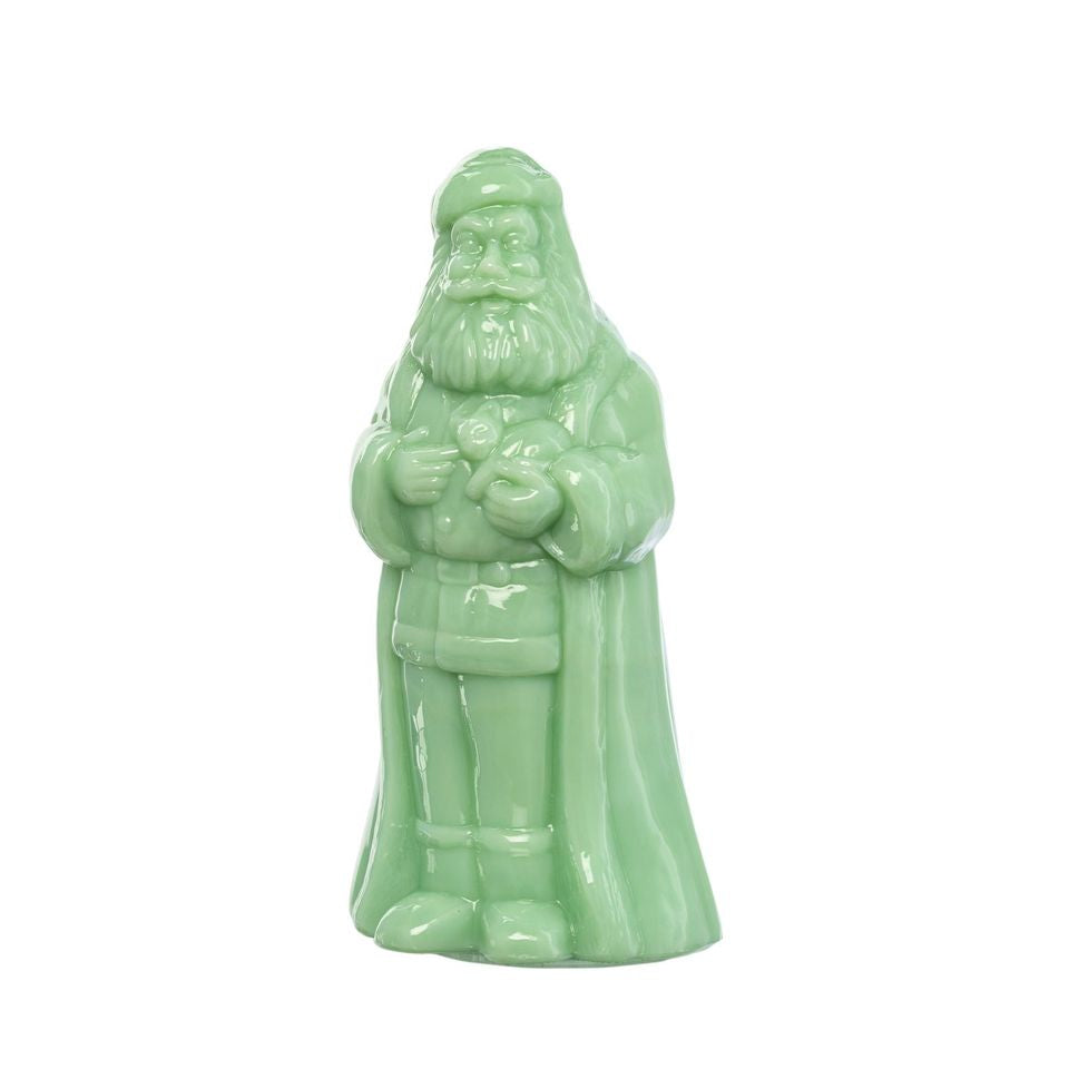 Jade Glass Standing Santa, Green