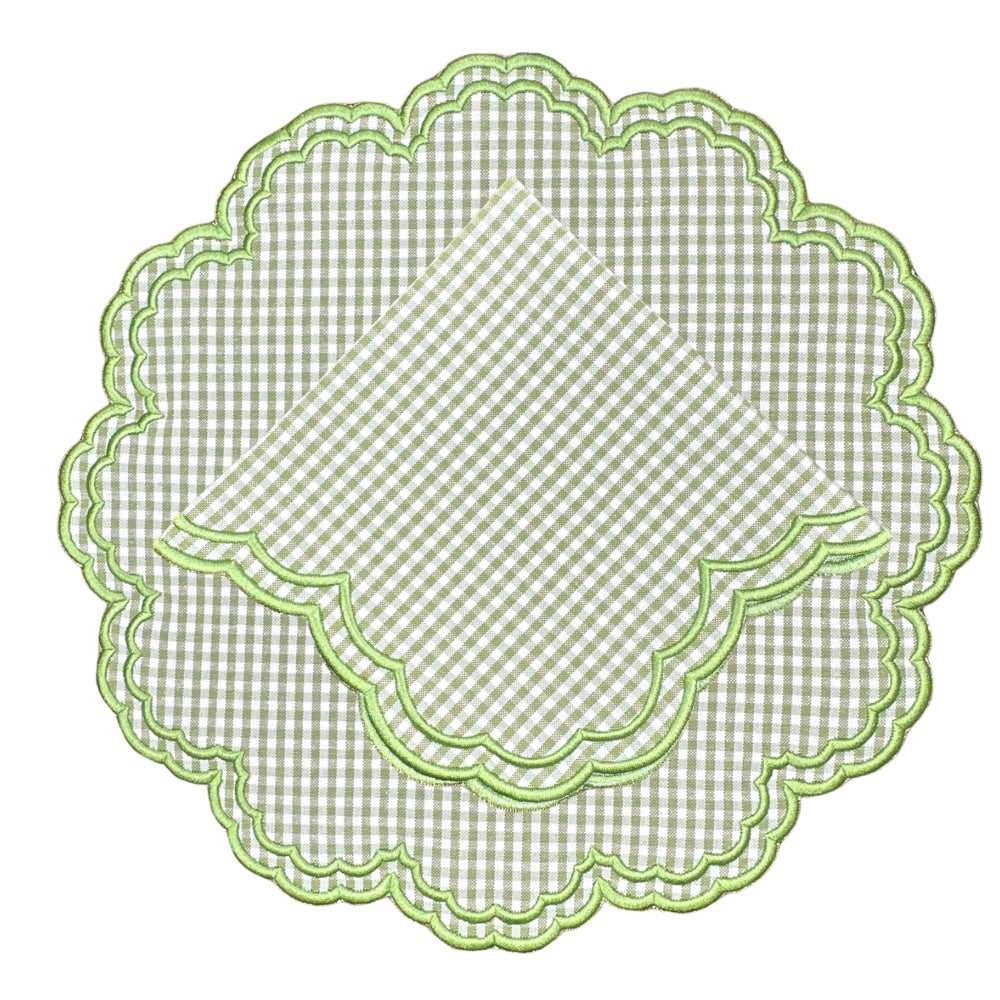 Bettina Light Green Gingham Napkins, Set of 4