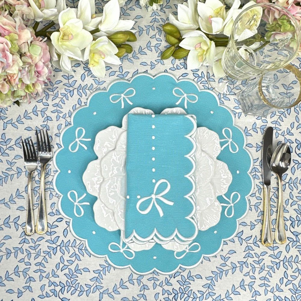Juliet Robin's Egg Bows Napkins, Set of 4