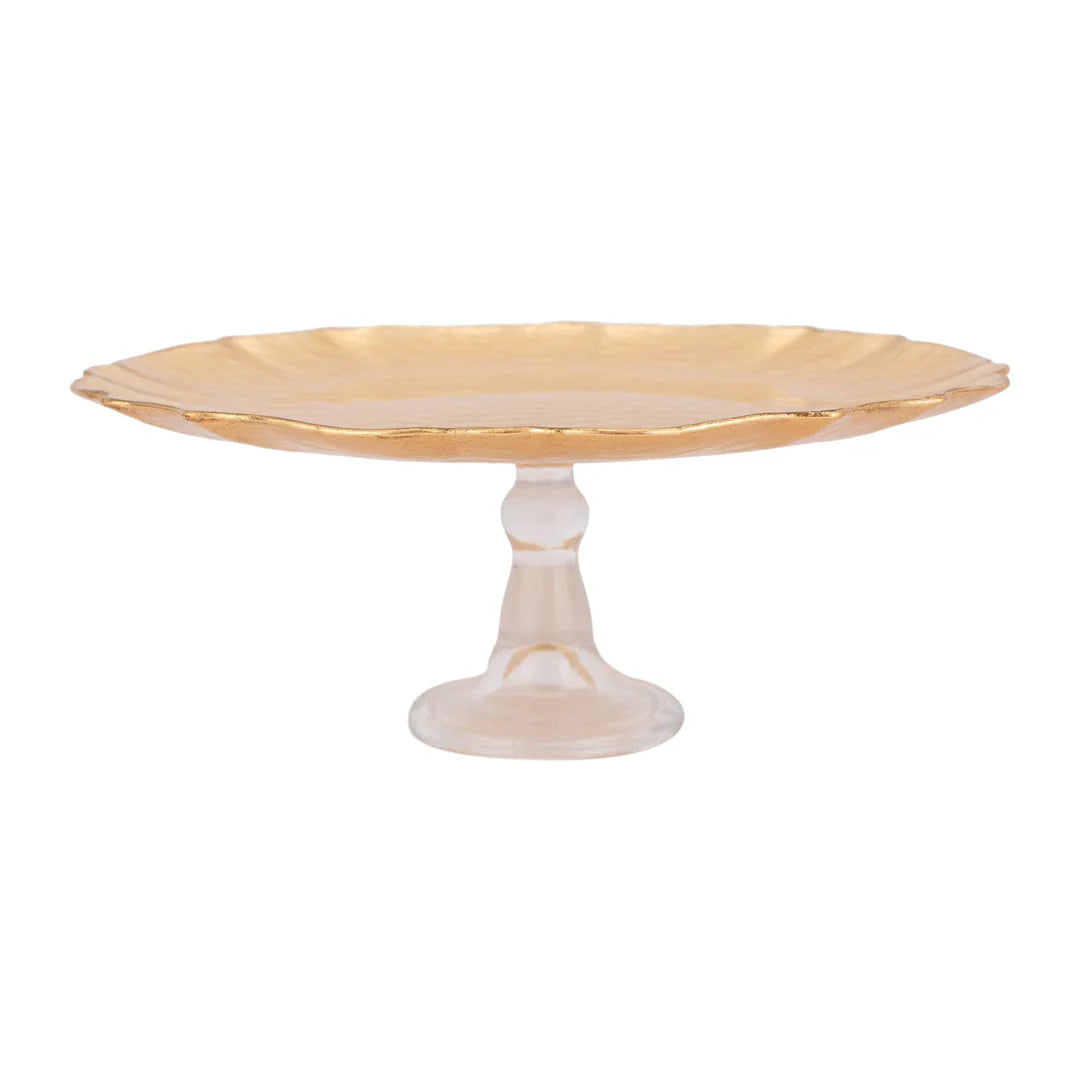 Vietri Baroque Glass Cake Stand, Gold